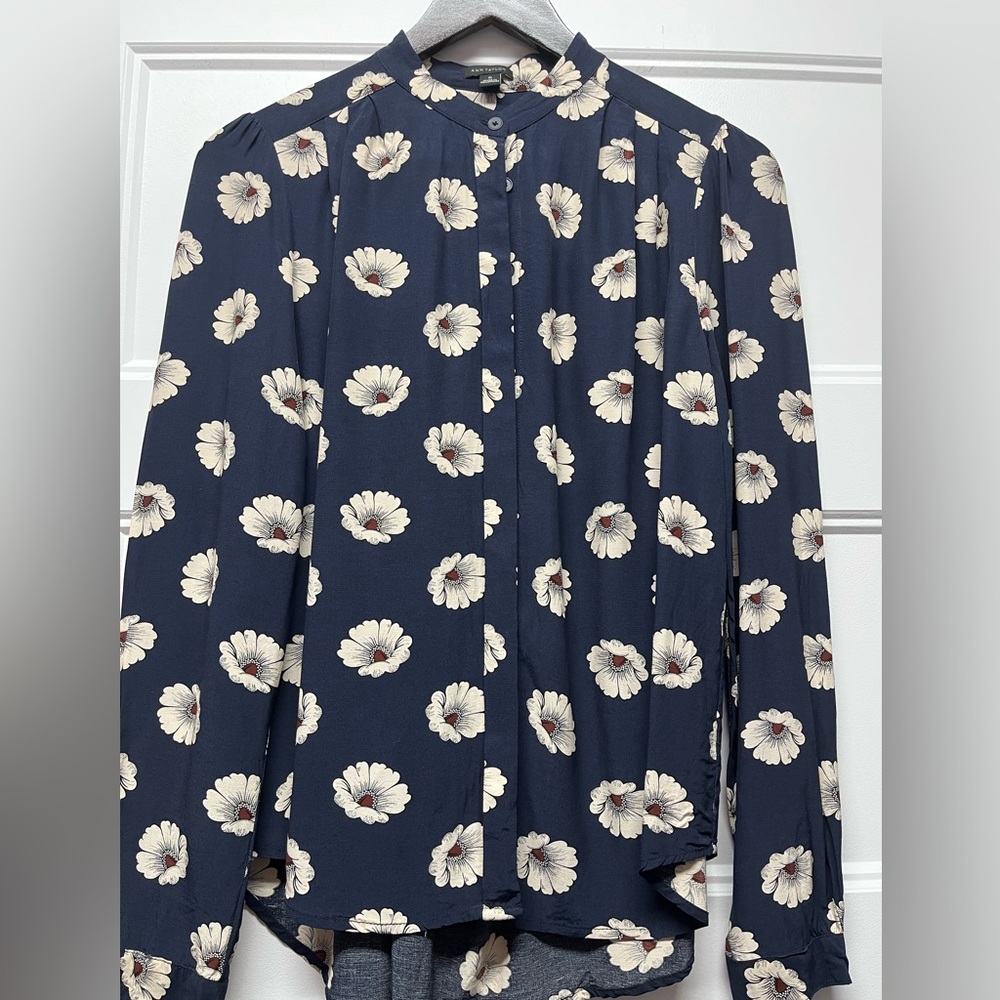 Ann Taylor Navy Floral Blouse